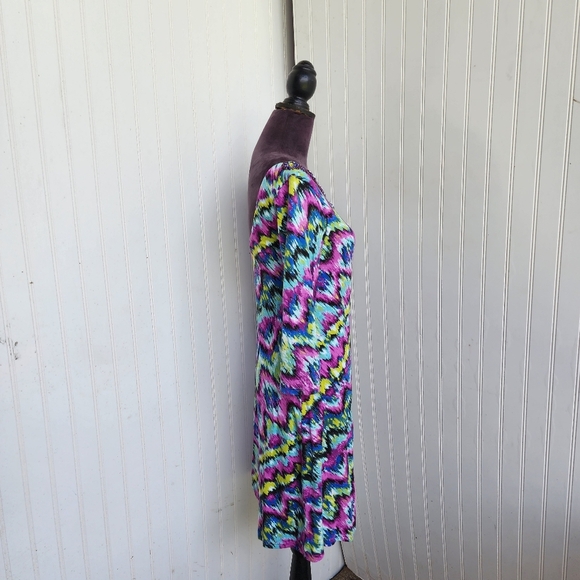 Joyous & Free Dress Colorful Tie Dye Print Bead Boat Neck Boho Strerch Jersey XS - Picture 6 of 14